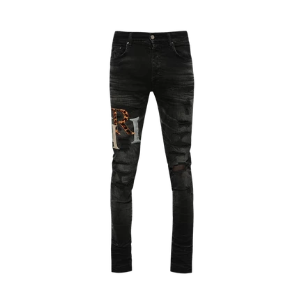 Мужские джинсы Amiri Staggered Logo, черные
