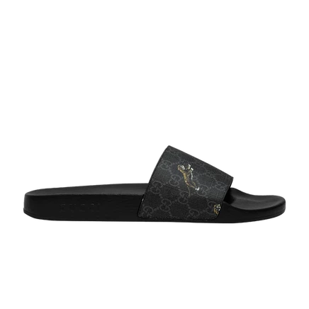 Шлепанцы Gucci GG Supreme «Tiger», черные