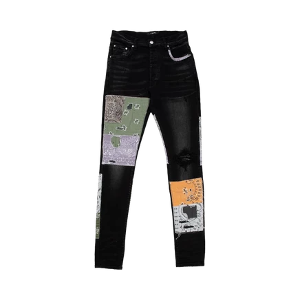 Мужские джинсы Amiri Bandana Art Patch, черные