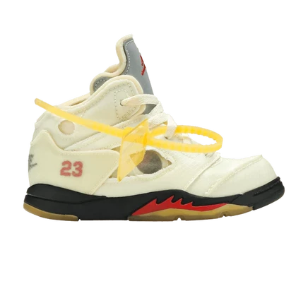 Детские кроссовки Air Jordan x Off-White 5 TD «Sail», кремовые