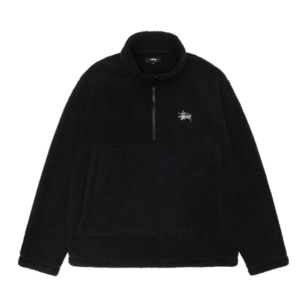 Флисовая толстовка Stussy с полу-молнией, черная