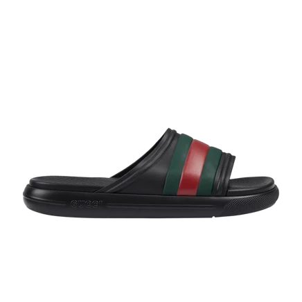 Мужские шлепанцы Gucci Web Slide, черно-зелено-красные