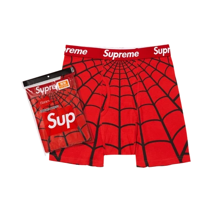 Боксерские трусы Supreme x Hanes с изображением Человека-паука (2 упаковки) 'Red' красный