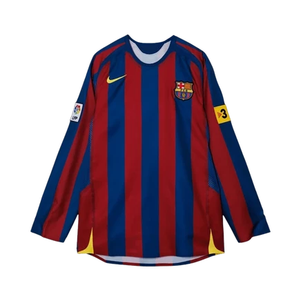 Nike FC Barcelona Ronaldinho 2005/06 - Переизданная копия футболки с длинным рукавом 