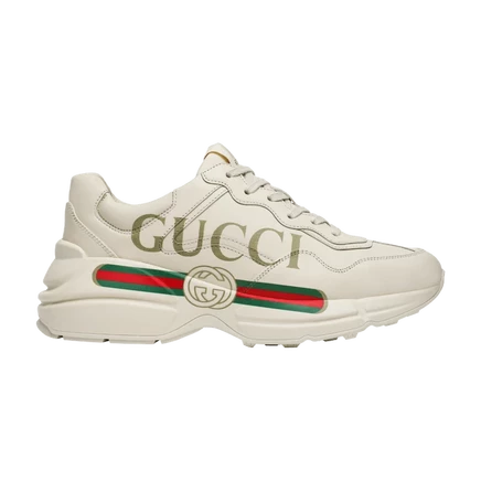 Женские кроссовки Gucci Rhyton кожаные «Logo», белые