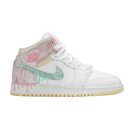 Детские кроссовки Air Jordan 1 Mid SE Ice Cream, белые