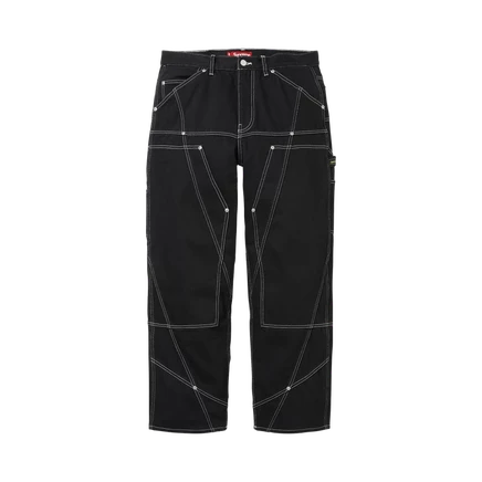 Унисекс джинсы Supreme Contrast Stitch Double Knee, черные