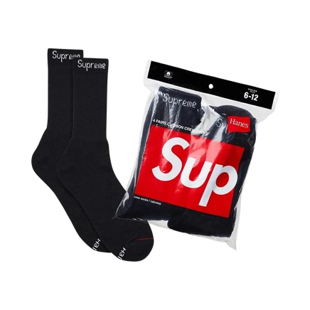 Носки Supreme x Hanes (4 пары), черные