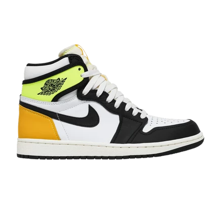 Кроссовки Air Jordan 1 Retro High OG Volt Gold, бело-черно-золотистые