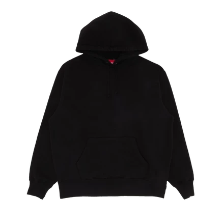 Худи Supreme с сатиновой аппликацией, черная