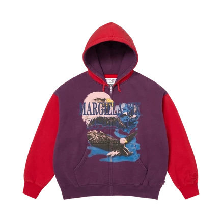 Худи Supreme x MM6 Eagle на молнии, фиолетовое