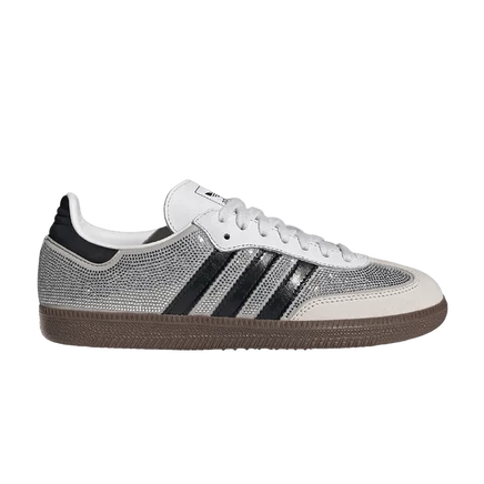 Женские кроссовки Adidas Samba OG со кристальными стразами, белые