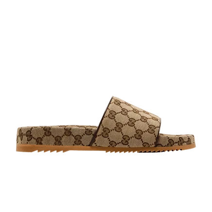 Сандалии Gucci GG Canvas Slide с монограммой, бежевые