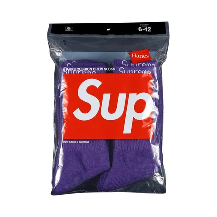 Носки Supreme x Hanes 4 пары, фиолетовые