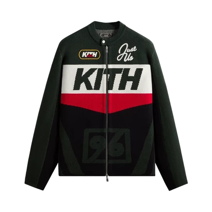 Куртка KITH Knit Moto на молнии, зеленая