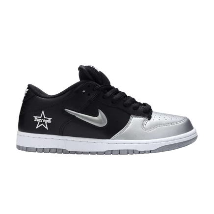 Кроссовки Nike x Supreme Dunk SB Low QS «Metallic Silver», серебристые