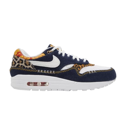 Кроссовки nike air max 1 premium denim leopard, синие
