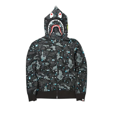 Унисекс худи на молнии Bape Space Camo Shark, черное