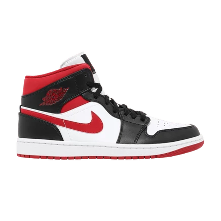 Air Jordan 1 Mid 'Черный, спортивный красный', белый