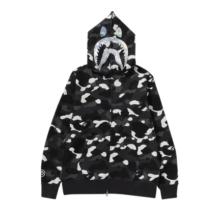 Толстовка с капюшоном BAPE City Camo Shark на молнии 'Black' черный
