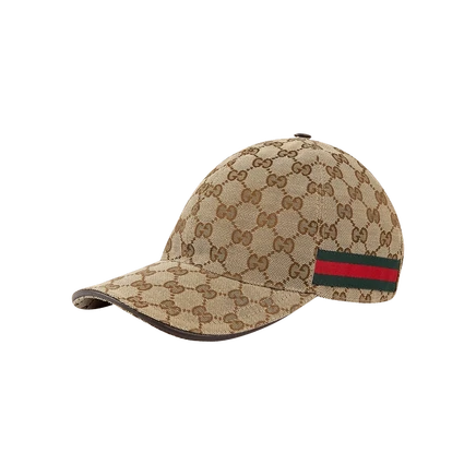 Мужская бейсболка Gucci GG Canvas с лентой Web, бежевая