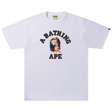 Мужская футболка Bape Tie Dye College, белая/мультиколор