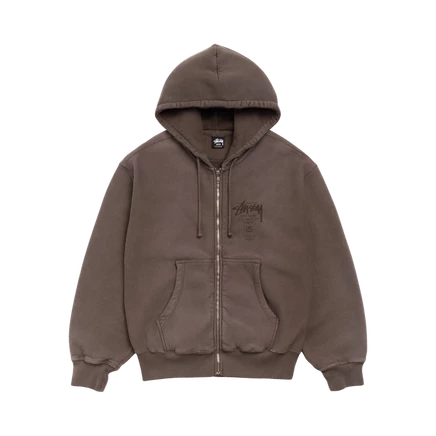 Мужское худи Stussy World Tour на молнии, коричневое