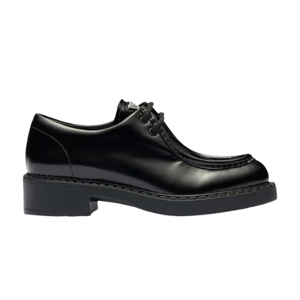 Женские ботинки Prada Brushed Leather Lace-Up, черные