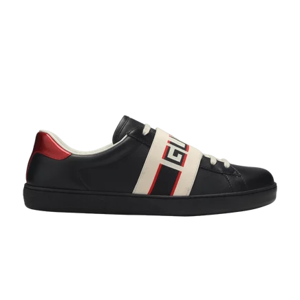 Унисекс кроссовки Gucci Ace Stripe кожаные, черные