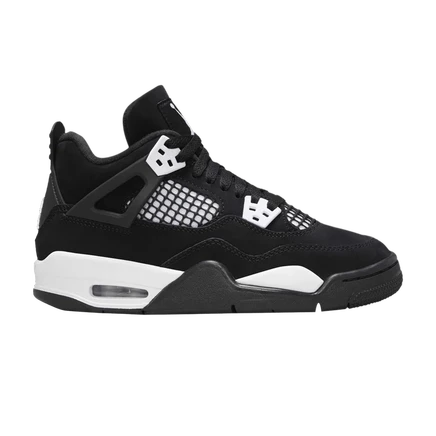 Детские кроссовки Air Jordan 4 Retro «White Thunder», черные