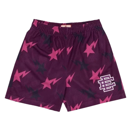 Мужские шорты Eric Emanuel x BAPE Miami Basic, фиолетово-розовые