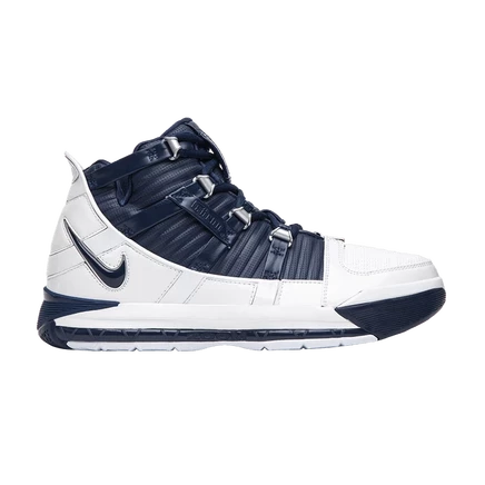 Мужские кроссовки Nike Zoom LeBron 3 Retro, темно-синие и белые