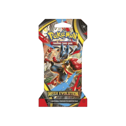 Бустер Pokémon Mega Evolution в защитном рукаве с изображением Мега-Люкарио