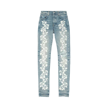Мужские джинсы Amiri Hibiscus Stencil, светлый индиго