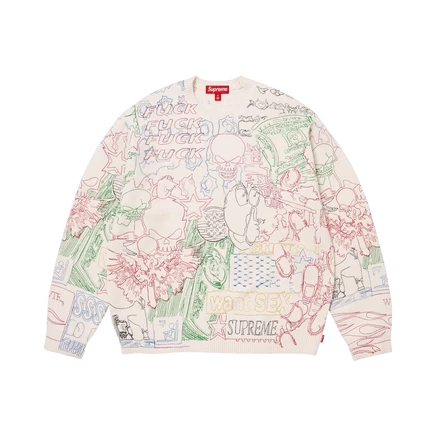 Унисекс свитер Supreme Collage с вышивкой, белый