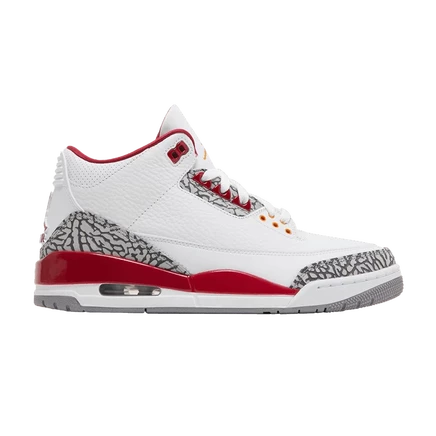 Кроссовки Air Jordan 3 Retro Cardinal Red, белые