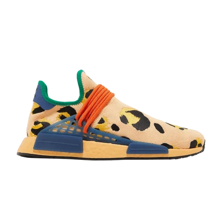 Многоцветные кроссовки Pharrell x adidas NMD Human Race с животным принтом - Пульсирующий янтарь