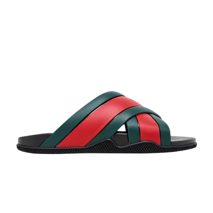 Женские шлепанцы Gucci Slide Web Stripe, черные