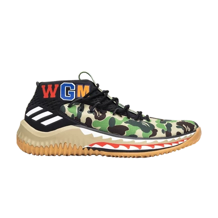 Кроссовки Adidas x A Bathing Ape Dame 4 в зеленом камуфляже
