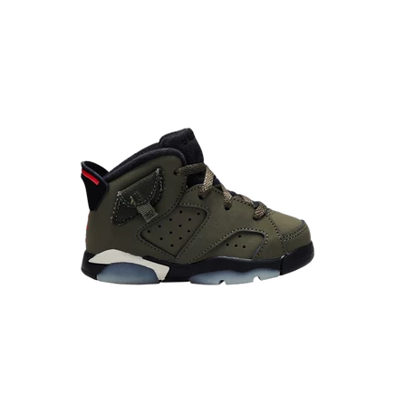 Детские кроссовки Air Jordan x Travis Scott 6 Retro TD, оливковые
