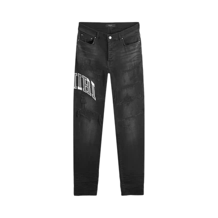 Джинсы Amiri Varsity Logo Repair, черные