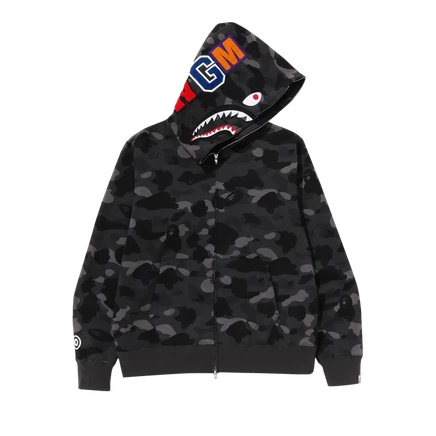 Худи Bape Color Camo Shark на молнии, черная