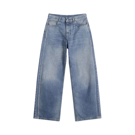Мужские джинсы Palm Angels Curved Logo свободные, светло-голубые