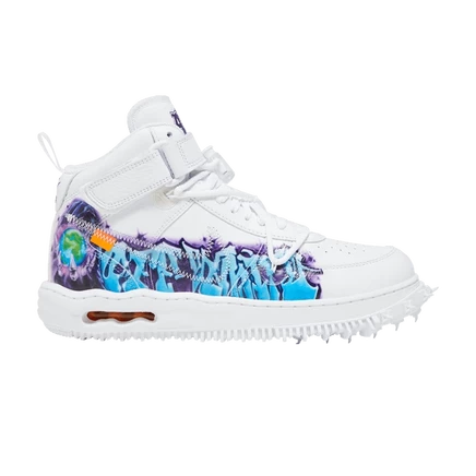 Кроссовки Nike Off-White x Air Force 1 Mid SP Leather «Graffiti», белые