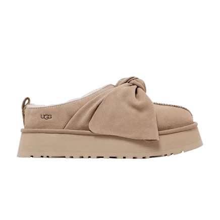 Женские тапочки Ugg Platform Slip-On с бантом, песочные