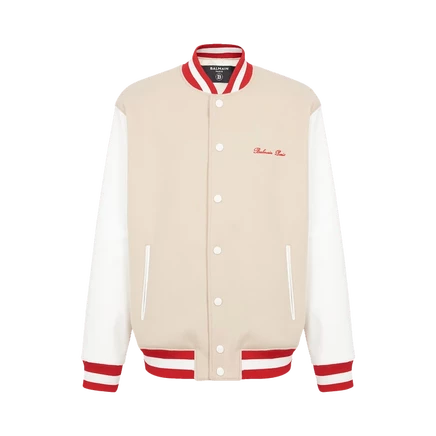 Куртка Balmain Bicolor varsity, айвори/кремовая/красная