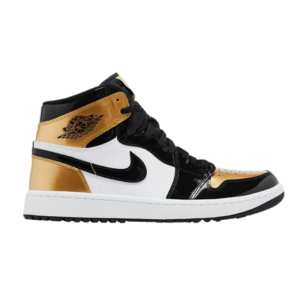 Кроссовки гольфовые Air Jordan 1 High «Gold Toe», золотые