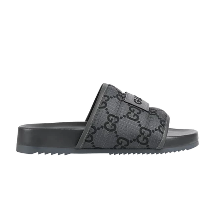 Шлепанцы Gucci GG Slide «GG Monogram», серо-черные