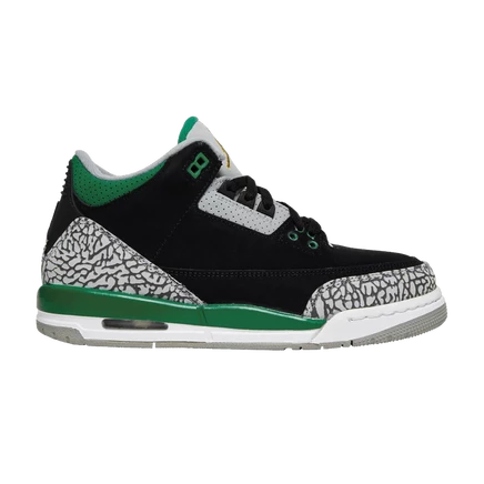 Детские кроссовки air jordan 3 retro pine green, черные