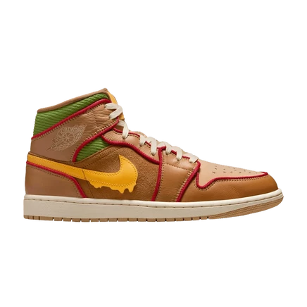 Кроссовки Air Jordan 1 Mid SE Cheeseburger, коричневые